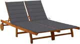 2-Person Sun Lounger with Adjustable Backrest and Wheels - Photo 1
