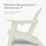 Folding Adirondack Chairs with Cup Holders, Set of 4 HDPE Plastic Outdoor Chairs, Weather Resistant, Real Wood Look - Photo 7