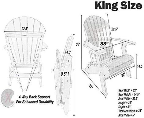 DuraWeather Poly Classic King Size Folding Adirondack Chair (Mango Orange on White)