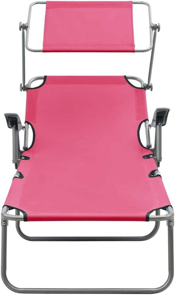 Outdoor Chaise Lounge Chair Pink 74 x 28.1 x 10.6 in Steel Frame Foldable Sunbed for Poolside Patio Backyard Garden and - Photo 3