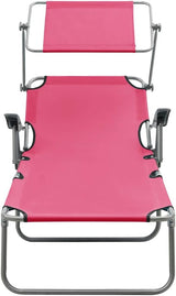 Outdoor Chaise Lounge Chair Pink 74 x 28.1 x 10.6 in Steel Frame Foldable Sunbed for Poolside Patio Backyard Garden and - Photo 3