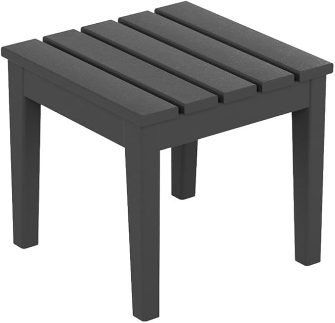 Costaelm Small Outdoor Side Table, Patio End Table Weather Resistant Outdoor Coffee Table, Square Conversation Table for Indoor, Porch, Balcony, Garden, Poolside, Deck, Gray