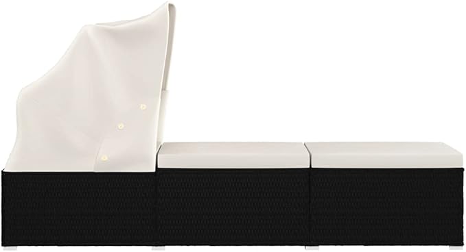 (Fast Shipments) Outdoor Rattan Chaise Lounge Chair Set with Retractable Canopy, All Weather Furniture for Outside, Pool - Photo 6