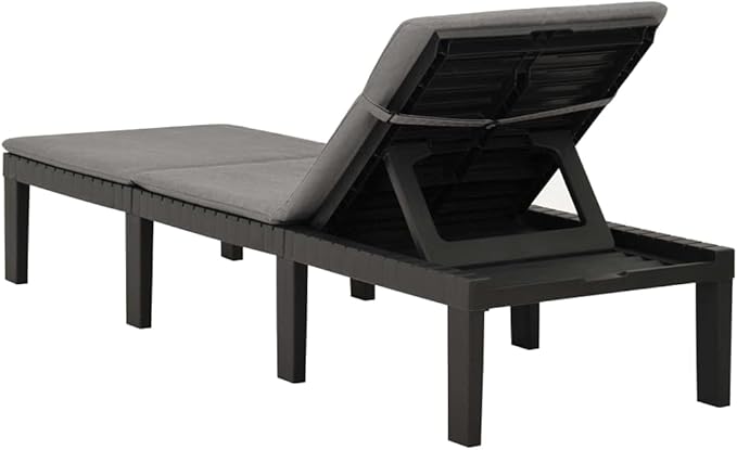 Sunlounger Anthracite Plastic Large Multi-Position Backrest Outdoor Recliner Poolside Recliner for Outside Balcony - Photo 7