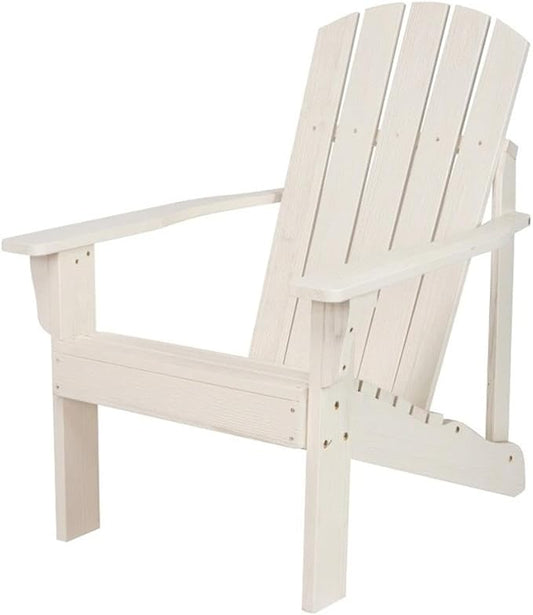 Pemberly Row Cedar Wood Adirondack Chair, White Finish, 36.25 H x 34.25 W x 26.75 D, Ergonomic Design with Contoured Seat and High Back, Outdoor Patio Seating, Weather-Resistant and Durable