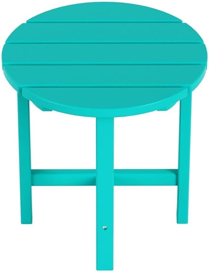 Costaelm Round Outdoor Side Tables, Adirondack Patio Tables for Outside, HDPE Patio End Table Weather Resistant, Balcony Table for Pool, Seaside, Backyard, Porch, Indoor Companion, Turquoise