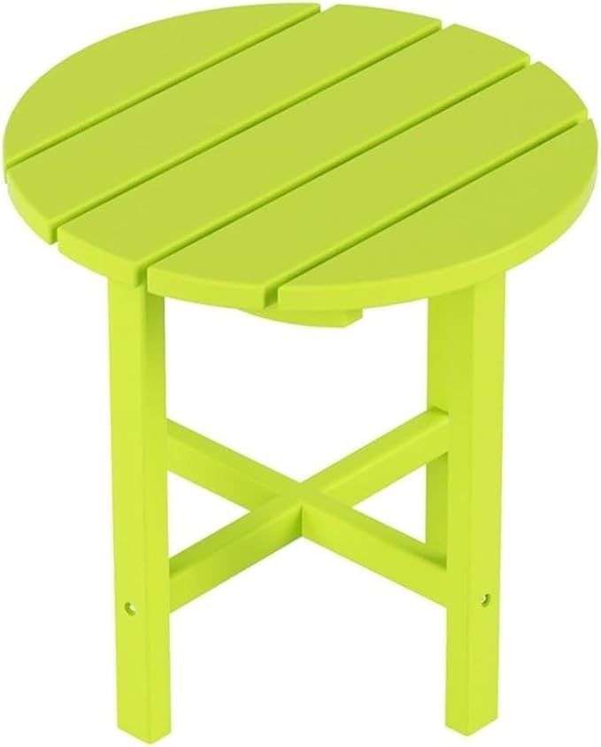 Costaelm Round Outdoor Side Tables, Adirondack Patio Tables for Outside, HDPE Patio End Table Weather Resistant, Balcony Table for Pool, Seaside, Backyard, Porch, Indoor Companion, Lime