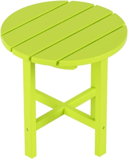 Costaelm Round Outdoor Side Tables, Adirondack Patio Tables for Outside, HDPE Patio End Table Weather Resistant, Balcony Table for Pool, Seaside, Backyard, Porch, Indoor Companion, Lime