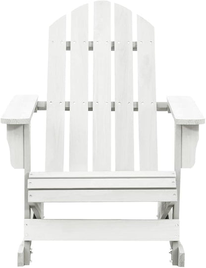 Patio Rocking Chair Wood White, Patio Dining Chairs, Outdoor Patio Chairs Set for Garden, Balcony, or Poolside