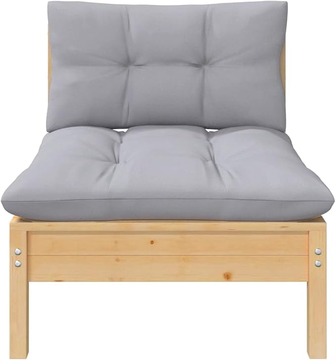 Patio Middle Sofa with Gray Cushions Solid Pinewood Outdoor Chairs Furniture Outdoor Patio Furniture Set Suitable for - Photo 3