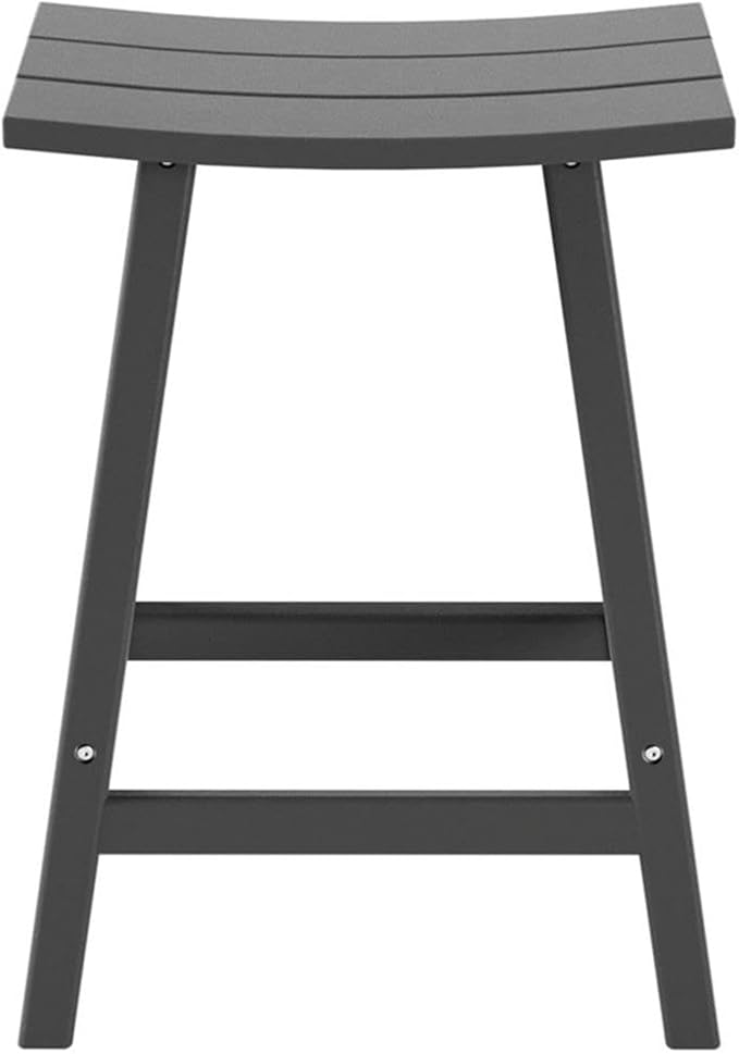 Costaelm 24" Height Outdoor Bar Stools, All-Weather Bar Stools, Adirondack Poly Patio Bar Stool for Patio, Deck, Kitchen Counter and Garden, Gray
