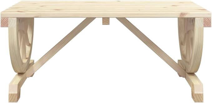 Patio Coffee Table 35.4"x19.7"x15.7" Solid Wood Fir,Solid Fir Wood Garden Coffee Table with Wagon Wheel Design for Outdoor, Patio, and Backyard Patio & Garden Tables