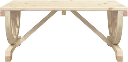 Patio Coffee Table 35.4"x19.7"x15.7" Solid Wood Fir,Solid Fir Wood Garden Coffee Table with Wagon Wheel Design for Outdoor, Patio, and Backyard Patio & Garden Tables