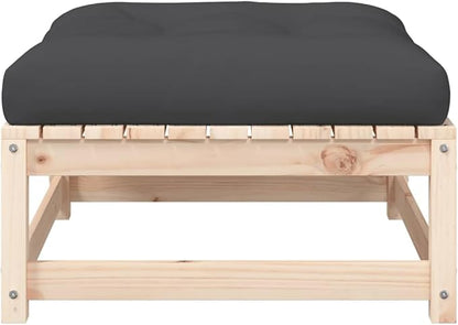 Rustic Garden Armless Sofa Solid Pine Wood Outdoor Seating with Weather-Resistant Cushions for Patio Balcony Backyard Comfortable Two-Person Bench