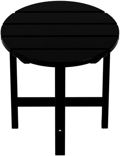 Costaelm Round Outdoor Side Tables, Adirondack Patio Tables for Outside, HDPE Patio End Table Weather Resistant, Balcony Table for Pool, Seaside, Backyard, Porch, Indoor Companion, Black