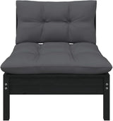 Patio Middle Sofa with Cushions Black Solid Pinewood Outdoor Chairs Furniture Outdoor Patio Furniture Set Suitable for - Photo 3