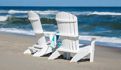 Leisure Lawns Poly Plastic Fanback Adirondack Chair, Outdoor Patio Chair - Amish Made in USA (White)