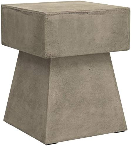 SAFAVIEH Outdoor Collection Zen Mushroom Modern Dark Grey Concrete Accent Table (Fully Assembled) - Photo 4