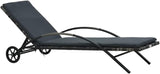 Anthracite PE Rattan Outdoor Chaise Lounge 78.7"x25.6"x15.4", Adjustable Backrest & Wheels - Photo 1