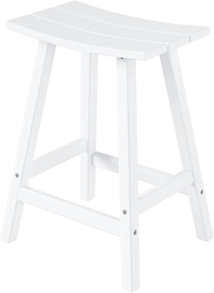 WestinTrends Malibu 24 Inch Outdoor White Bar Stools, All Weather Resistant Poly Lumber Adirondack Counter Height Stools, White