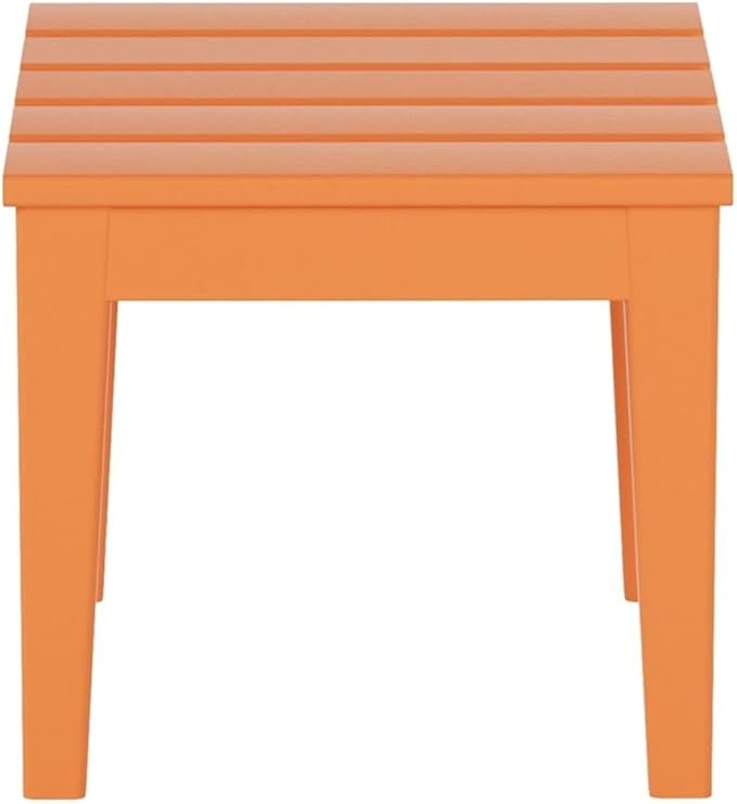 Costaelm Small Outdoor Side Table, Patio End Table Weather Resistant Outdoor Coffee Table, Square Conversation Table for Indoor, Porch, Balcony, Garden, Poolside, Deck, Orange
