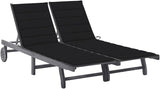 2-Person Sun Lounger with Cushions, Solid Acacia Wood Outdoor Chaise Lounge, Adjustable Backrest & Wheels for Patio - Photo 1