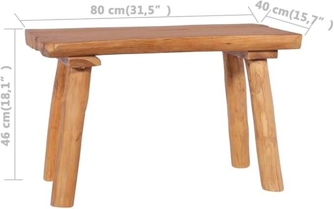 vidaXL Solid Teak Wood Garden Bench - Indoor and Outdoor Wood Bench, Home and Patio Accent Furniture Piece, Ideal for Entryway, Hallway, and Living Room