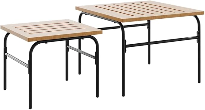 5 Piece Balcony Furniture Set Black Powder-Coated Steel Comfy Seating Stylish Touch for Outdoor Patio