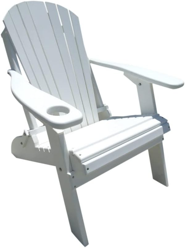 Furniture Barn USA Poly Folding Adirondack Chair, Bright White