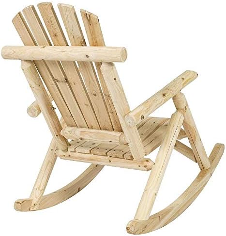 Outdoor Wooden Log Adirondack Rocker, Rocking Chair, Natural Wood - Adirondack Style - Photo 5