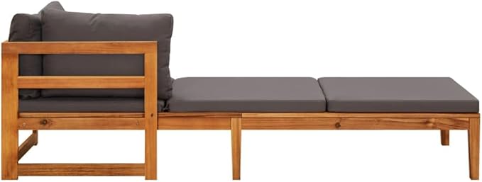 Sun Lounger with 1 Armrest, Lounge Chair Wooden, Sun Chair, Long Chairs for Outside, Pool Chaise Lounge Chair - Photo 4