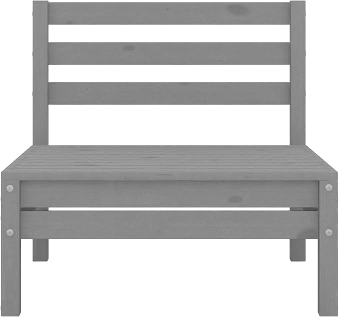 3-Piece Garden Lounge Set, Compact Modular Patio Furniture, Solid Pinewood Outdoor Seating with Coffee Table, Grey Rustic Backyard Sofa for Terrace