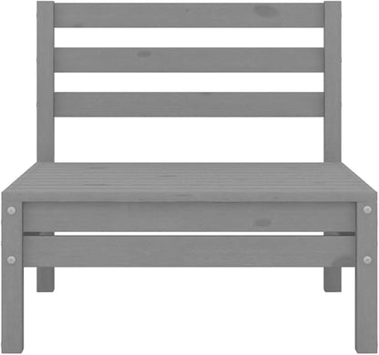 3-Piece Garden Lounge Set, Compact Modular Patio Furniture, Solid Pinewood Outdoor Seating with Coffee Table, Grey Rustic Backyard Sofa for Terrace