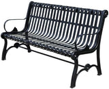 Sturdy Cast Iron Outdoor Garden Bench with Armrests & Backrest, All-Weather Slatted Seat for Patio, Yard - Photo 1