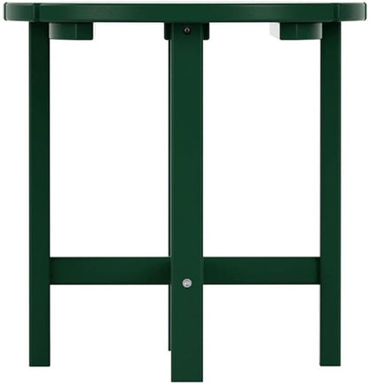 Costaelm Round Outdoor Side Tables, Adirondack Patio Tables for Outside, HDPE Patio End Table Weather Resistant, Balcony Table for Pool, Seaside, Backyard, Porch, Indoor Companion, Dark Green