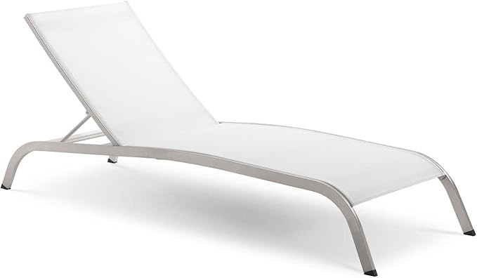 Modway Savannah Modern Aluminum Outdoor Chaise Lounge in White (Set of 2)