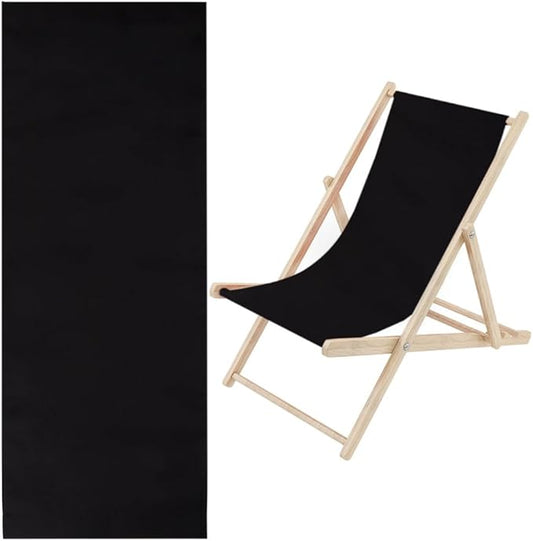 GORGECRAFT 1pcs Beach Sling Chair Replacement Lawn Chair Webbing 435 * 1165mm Chair Oxford Cloth Black Outdoor Patio Foldable Chaise Lounge Chair Fabric for Sunbathing Garden Courtyard Beach