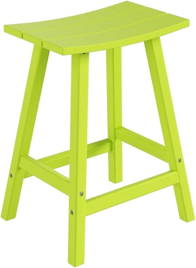 Costaelm 24" Height Outdoor Bar Stools, All-Weather Bar Stools, Adirondack Poly Patio Bar Stool for Patio, Deck, Kitchen Counter and Garden, Lime