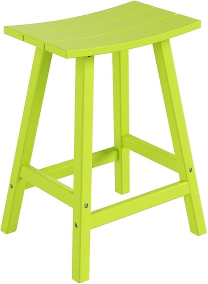 Costaelm 24" Height Outdoor Bar Stools, All-Weather Bar Stools, Adirondack Poly Patio Bar Stool for Patio, Deck, Kitchen Counter and Garden, Lime