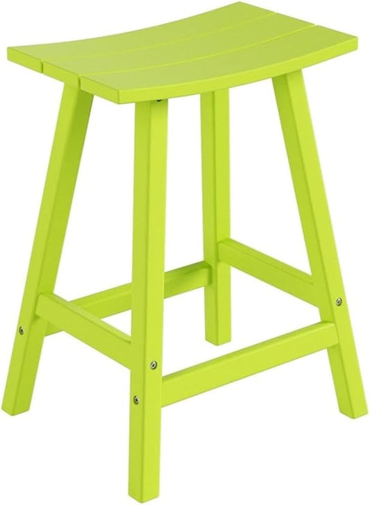 Costaelm 24" Height Outdoor Bar Stools, All-Weather Bar Stools, Adirondack Poly Patio Bar Stool for Patio, Deck, Kitchen Counter and Garden, Lime