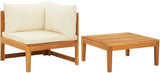 2 Piece Patio Lounge Set with Cream White Cushions Acacia Wood Outdoor Chairs Furniture Outdoor Patio Furniture Set - Photo 1