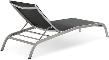 Modway Savannah Outdoor Patio Mesh Chaise Lounge Chair in Black