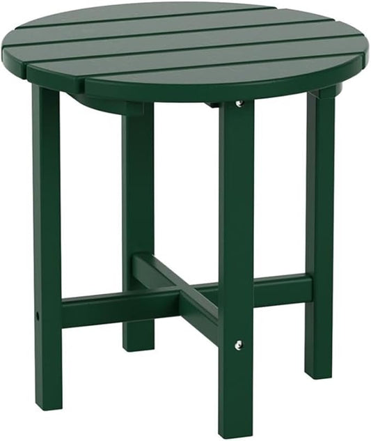 Costaelm Round Outdoor Side Tables, Adirondack Patio Tables for Outside, HDPE Patio End Table Weather Resistant, Balcony Table for Pool, Seaside, Backyard, Porch, Indoor Companion, Dark Green