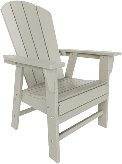 Costaelm Outdoor Adirondack Chair, HDPE Patio Balcony Chairs, Portside Seashell Nautical Curveback Adirondack Chairs and Fire Pit Chairs, Sand