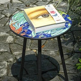 2 Packs Metal Outdoor Side Table Irises Patio Side Tables for Outside Small End Tables Round Patio Coffee Table Plant - Photo 8
