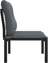 Modern Garden Chair with Black Frame and Dark Grey Cushions, 4-Piece Set for Outdoor Patio and Balcony - Photo 4