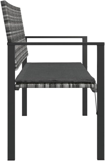Garden Bench Grey PE Rattan 2-Seater Durable Garden Bench Seating Outdoor Seating for Lawn