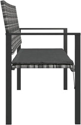vidaXL Garden Bench Grey PE Rattan 2-Seater Durable Garden Bench - Photo 7