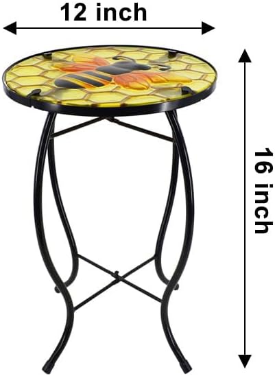 Outdoor Side Table Wasp Round Small Patio Accent Table Indoor End Table for Yard, Garden, Living Room, Bistro Balcony or Lawn