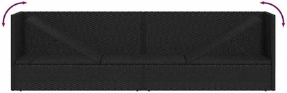 Patio Bed Adjustable Armrests Outdoor Chaise Lounge Rectangular Sofa with Removable Cushions for 3 Adults, Manual Multi-Position Backrest, Durable Poly Rattan